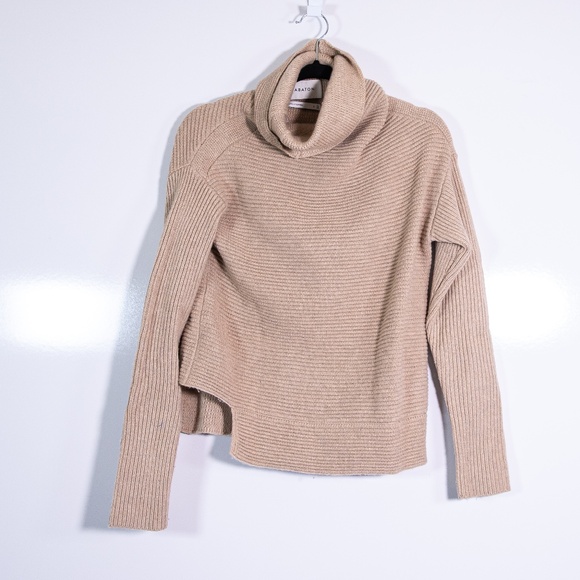 Aritzia Sweaters - Babaton Aritzia Guell Merino Wool Cashmere Knit Turtleneck Sweater Heather Camel